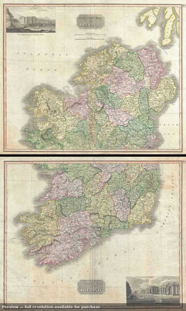 Antique map: Ireland, 1817, 1817