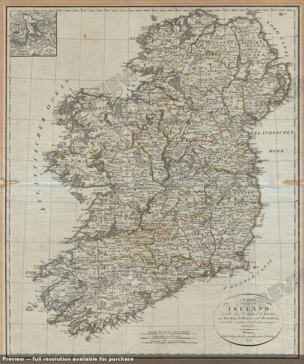 Antique map: Ireland, 1804