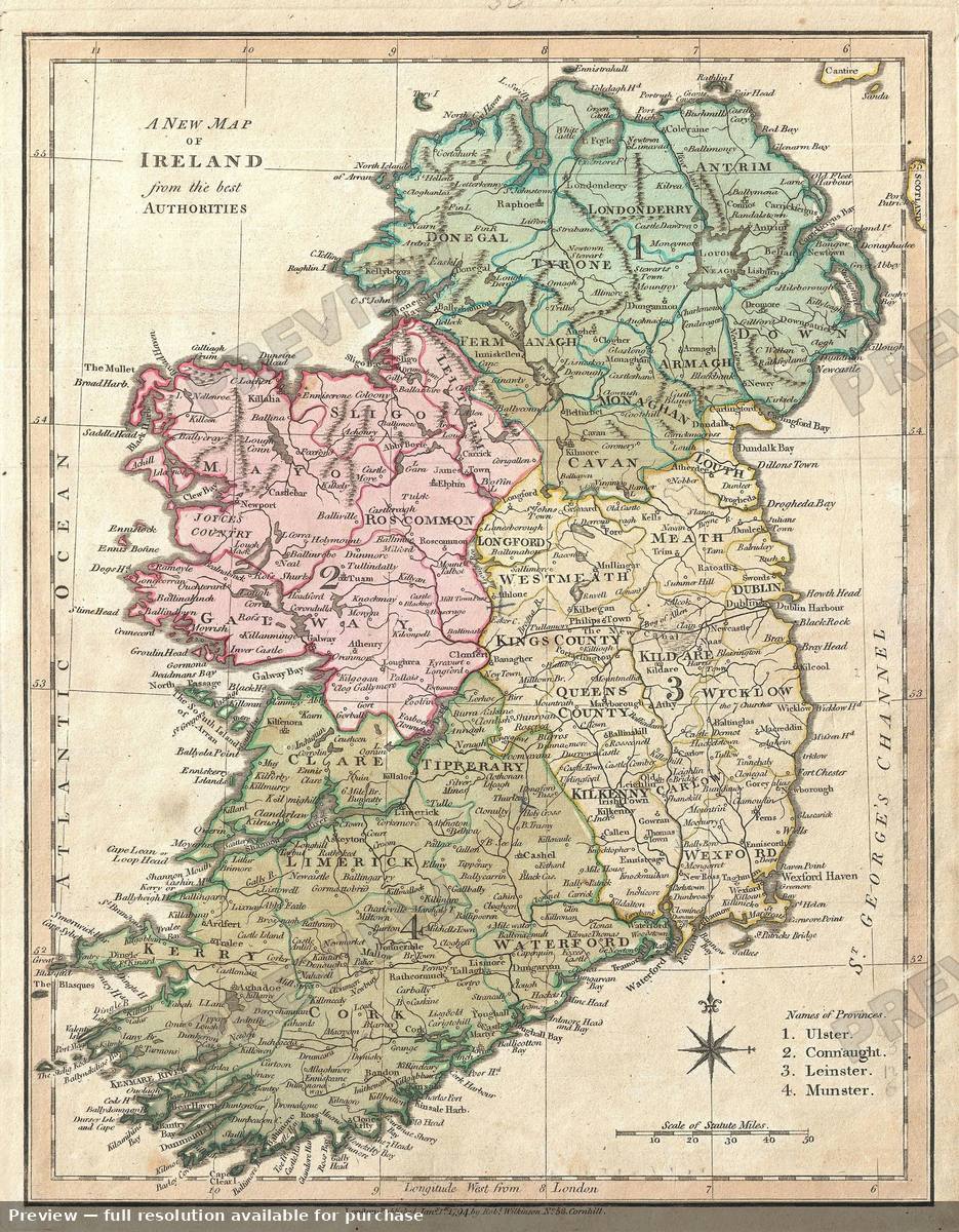 Antique map: Ireland, 1794, 1794
