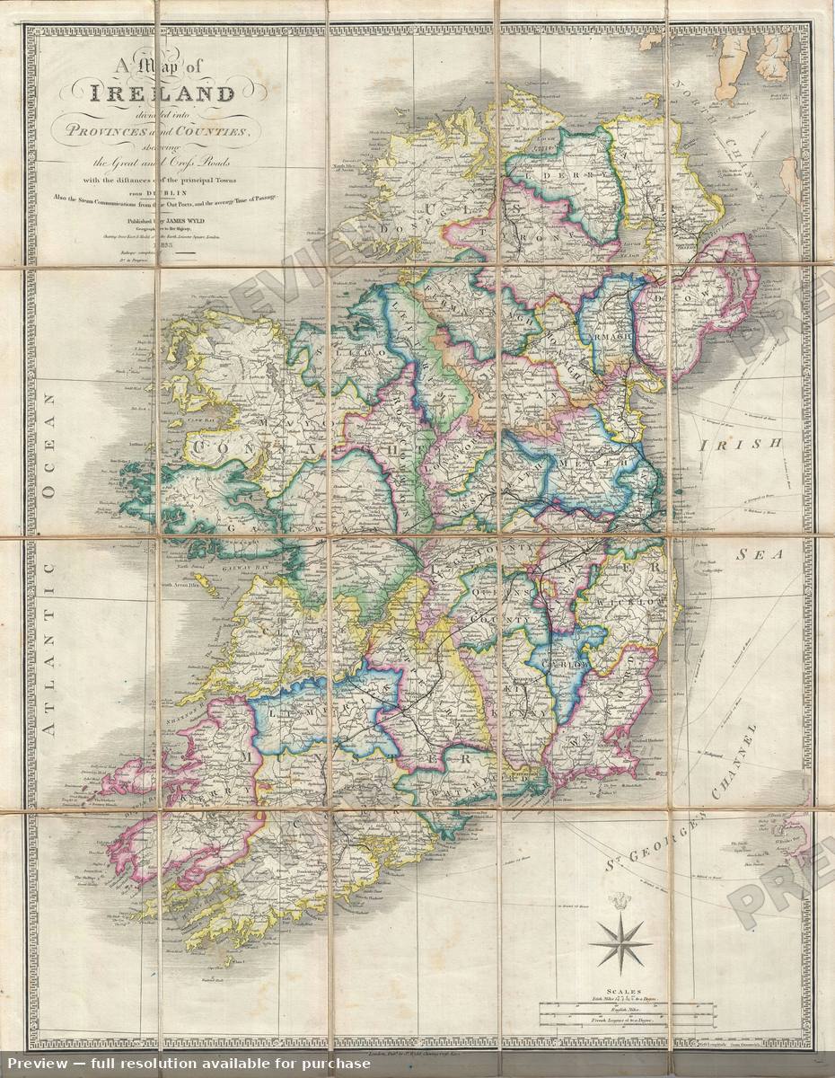 Antique map: Ireland, 1853, 1853