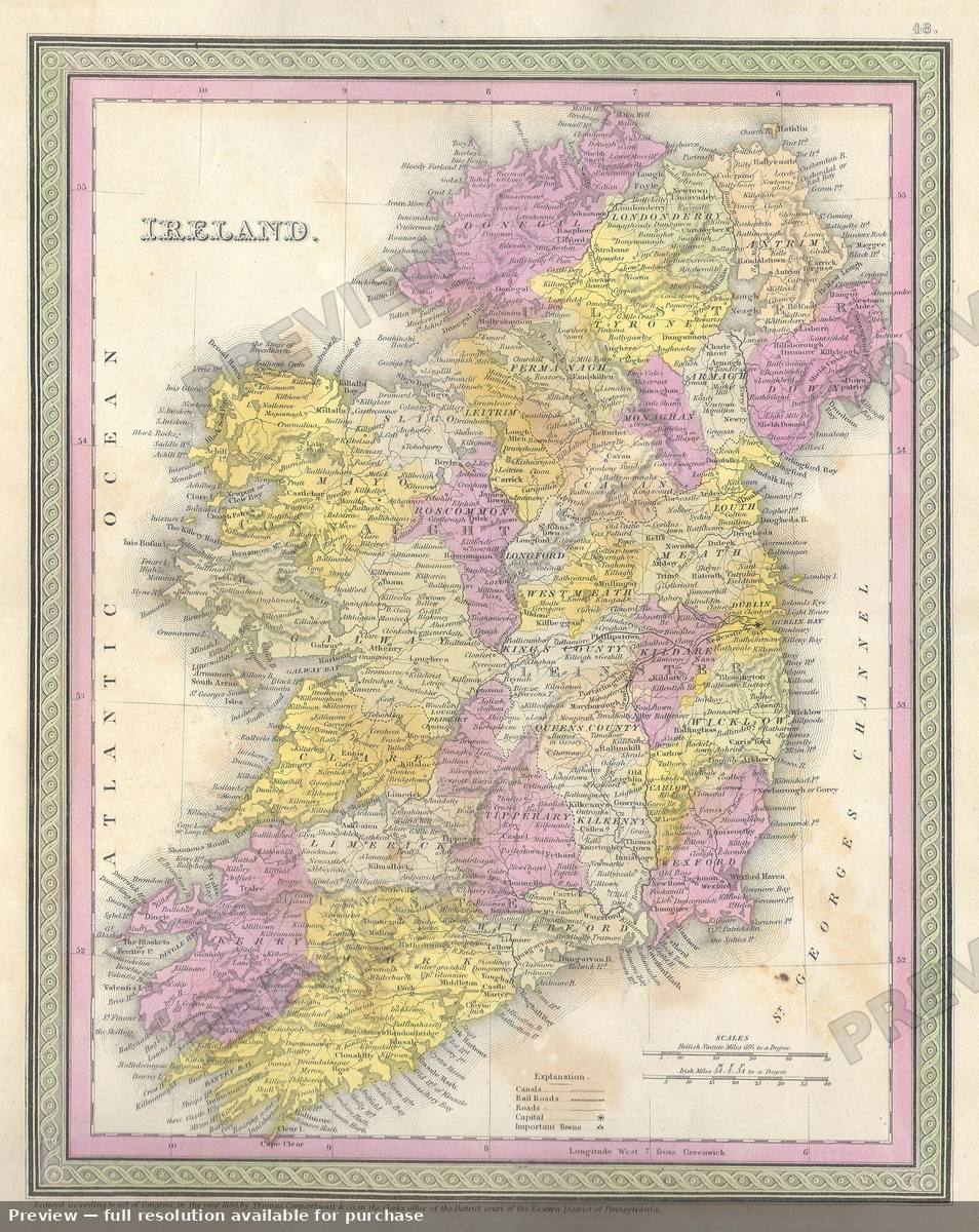 Antique map: Ireland 2, 1850, 1850