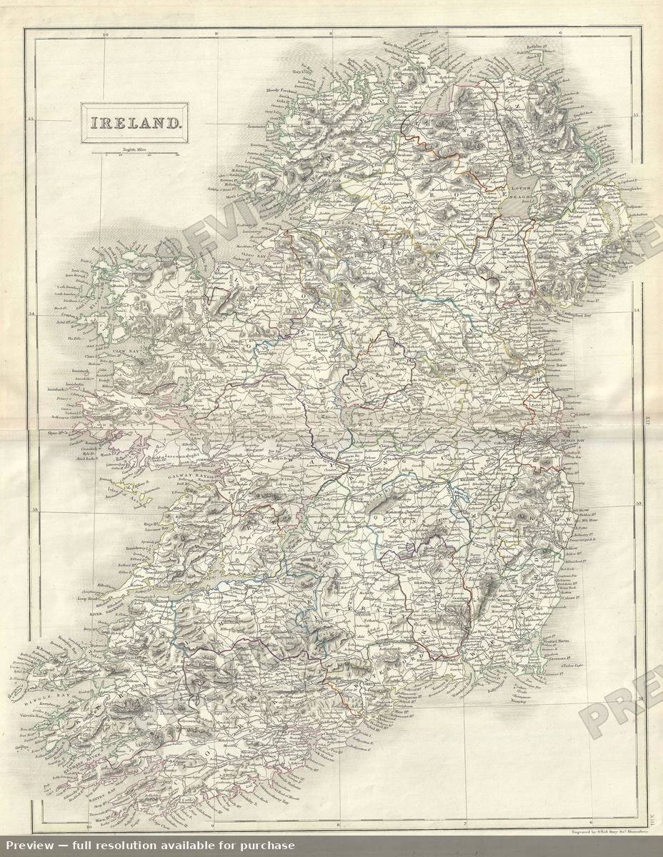 Antique map: Ireland Counties, 1844