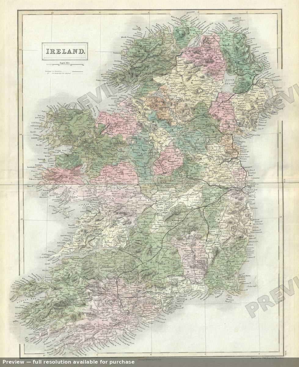 Antique map: Ireland Counties, 1851