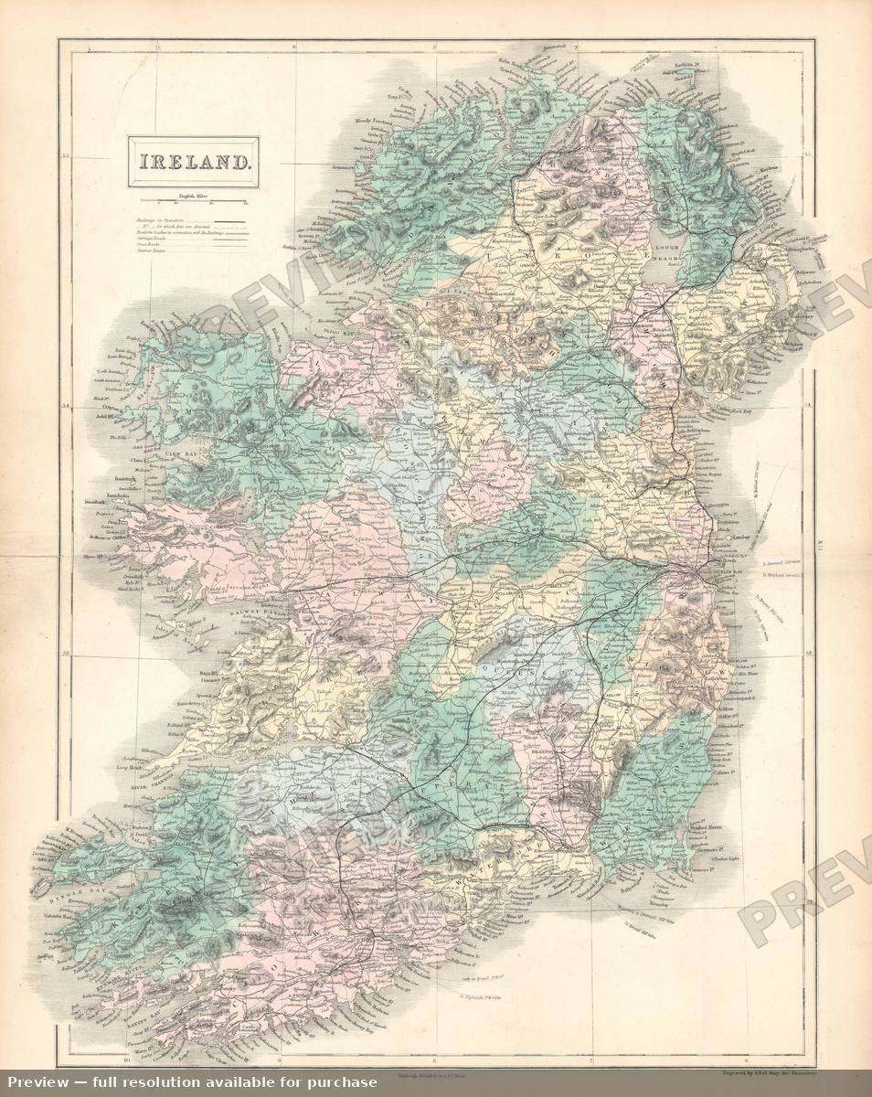 Antique map: Ireland Counties, 1853, 1853