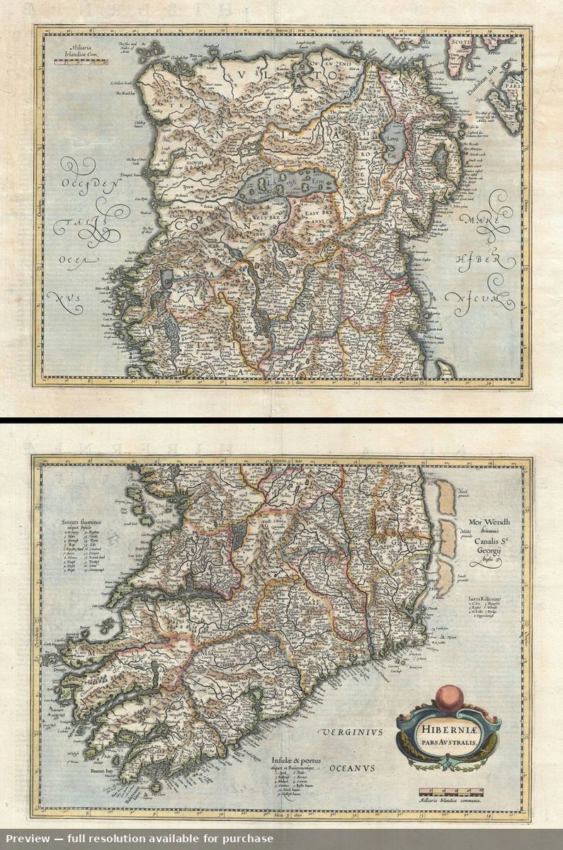 Antique map: Ireland Hiberniae, 1638
