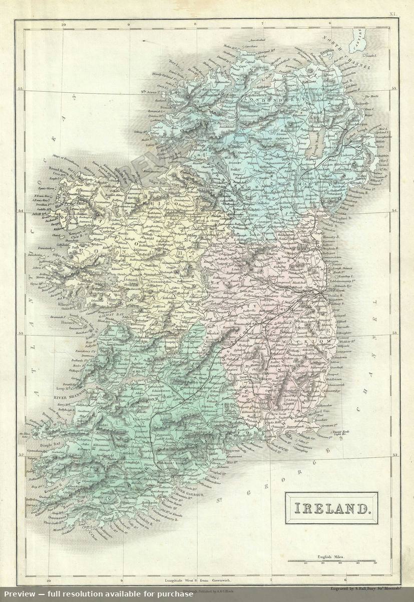 Antique map: Ireland Provinces, 1851
