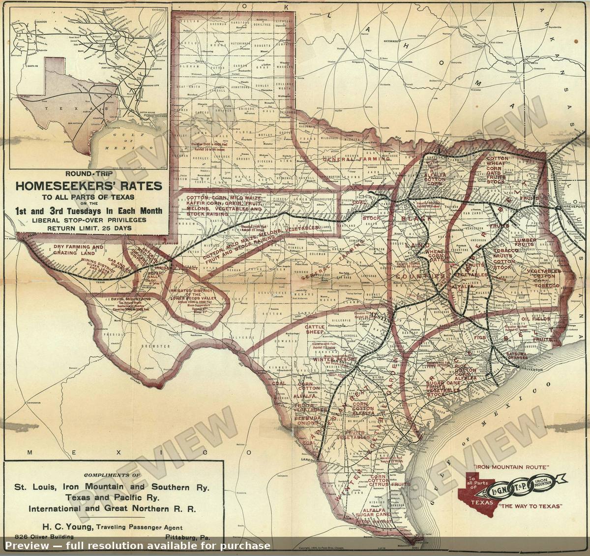 Antique map: Iron Mountain Texas, 1909, 1909