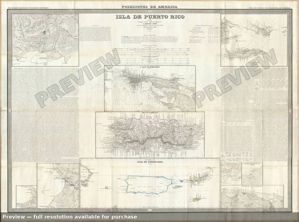Antique map: Islade Puerto Rico, 1851