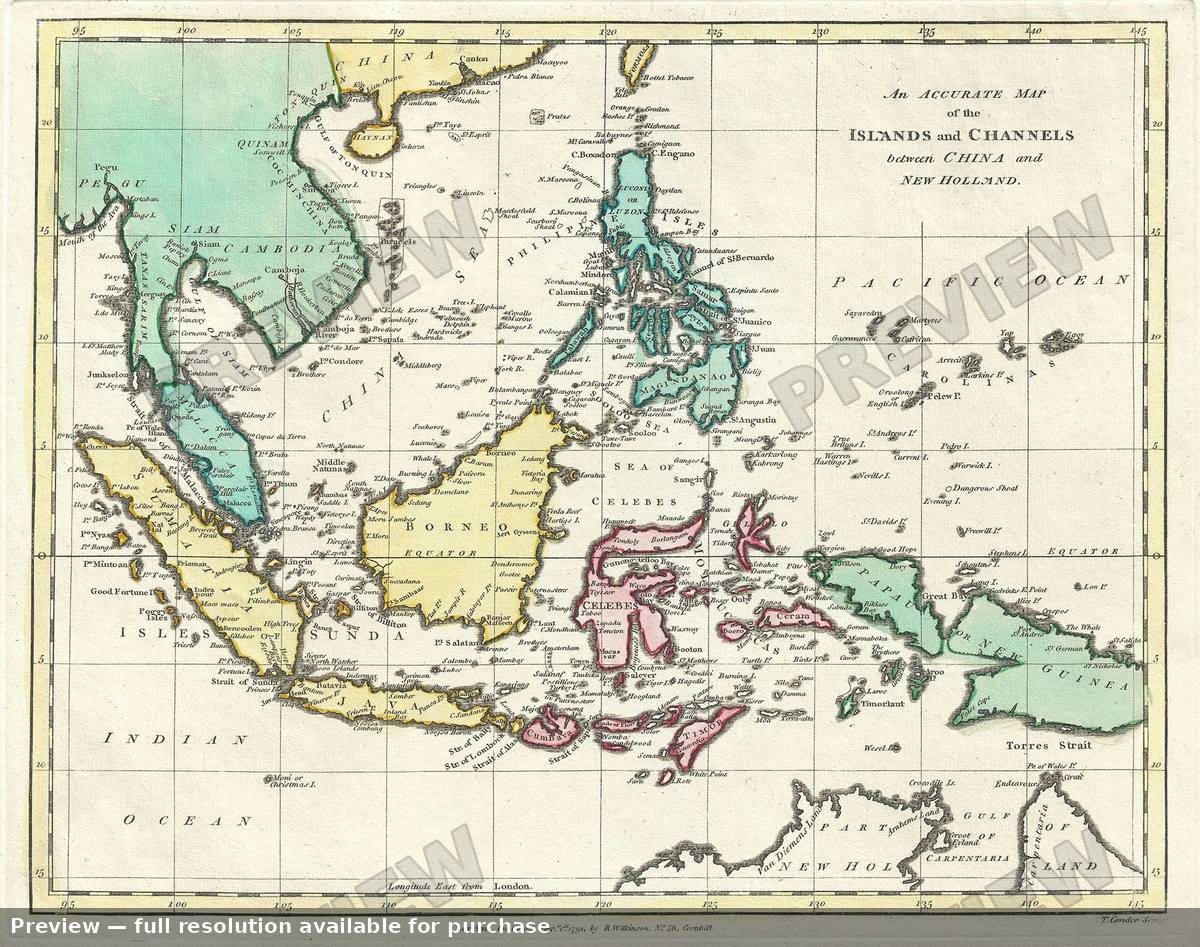 Antique map: Islands Channels China, 1792