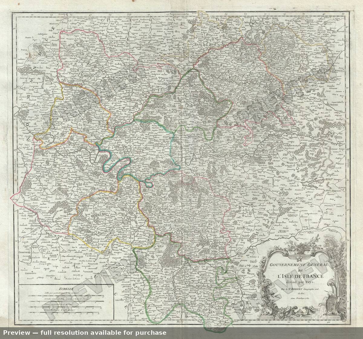 Antique map: Isle De France, 1757