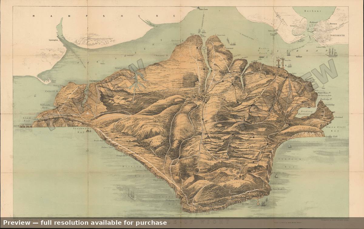 Antique map: Isle Wight, 1870, 1870
