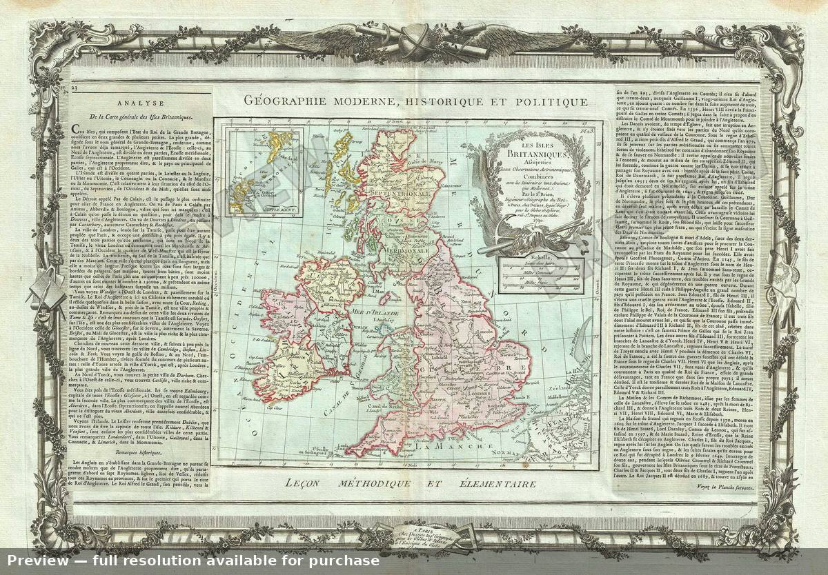 Antique map: Isles Britanniques, 1786, 1786