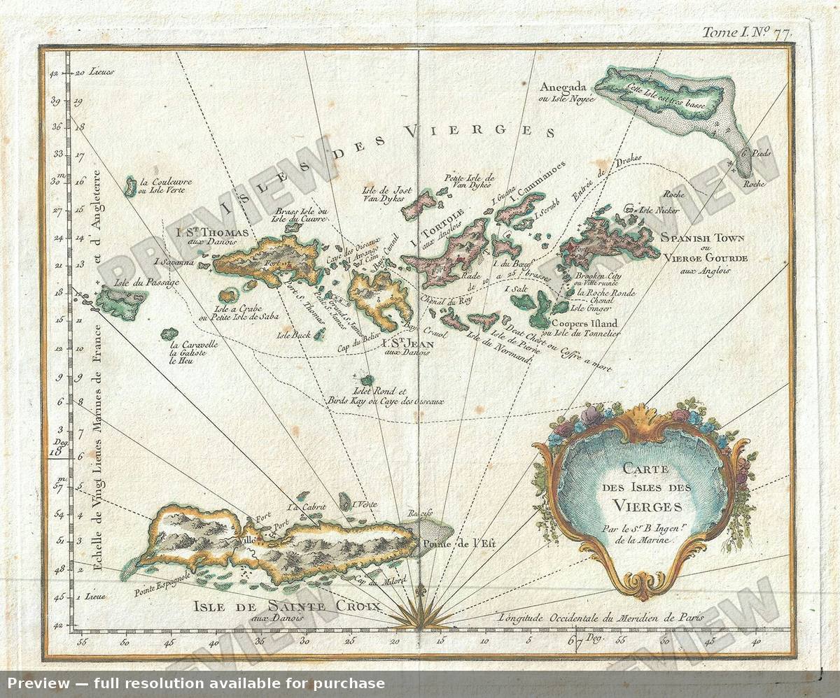 Antique map: Isles Des Vierges, 1764, 1764