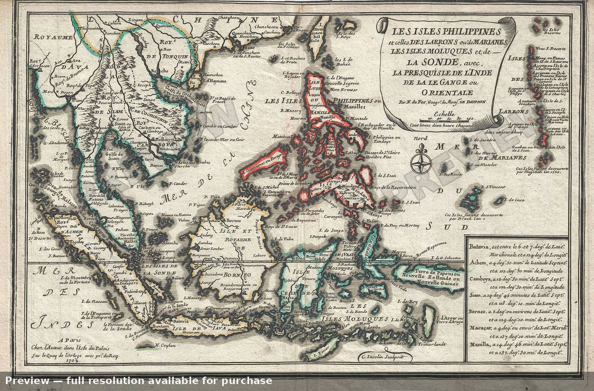 Antique map: Isles Philippines, 1702