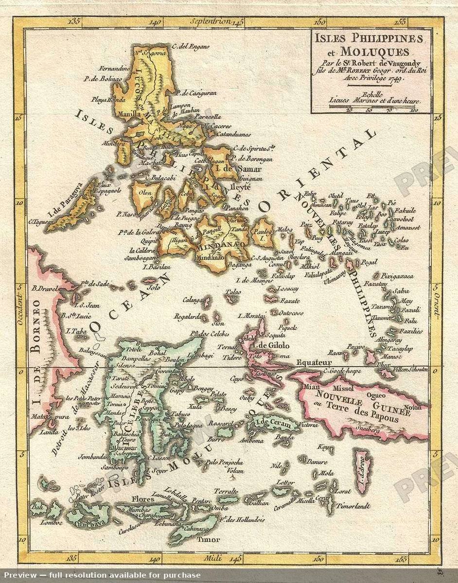 Antique map: Isles Philippines, 1749, 1749