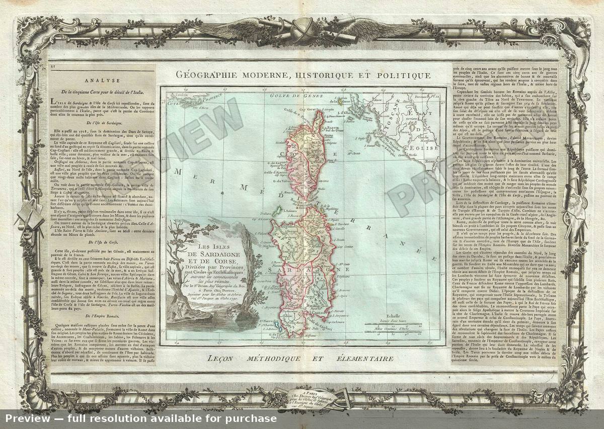 Antique map: Isles Sadaigne Corse, 1786, 1786