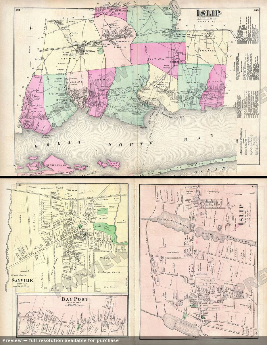 Antique map: Islip, 1873, 1873