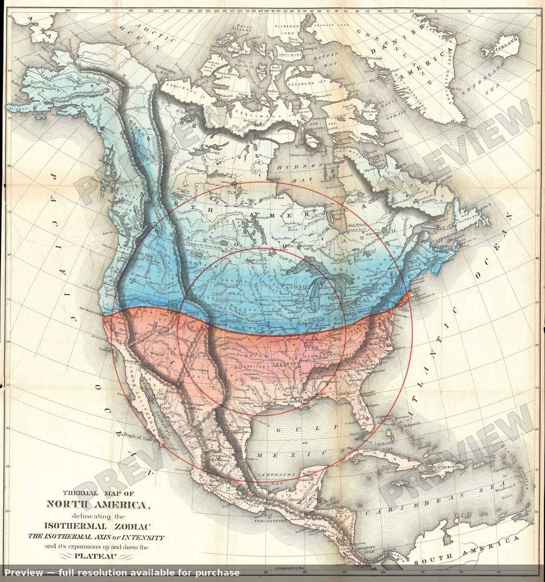 Antique map: Isothermal, 1873