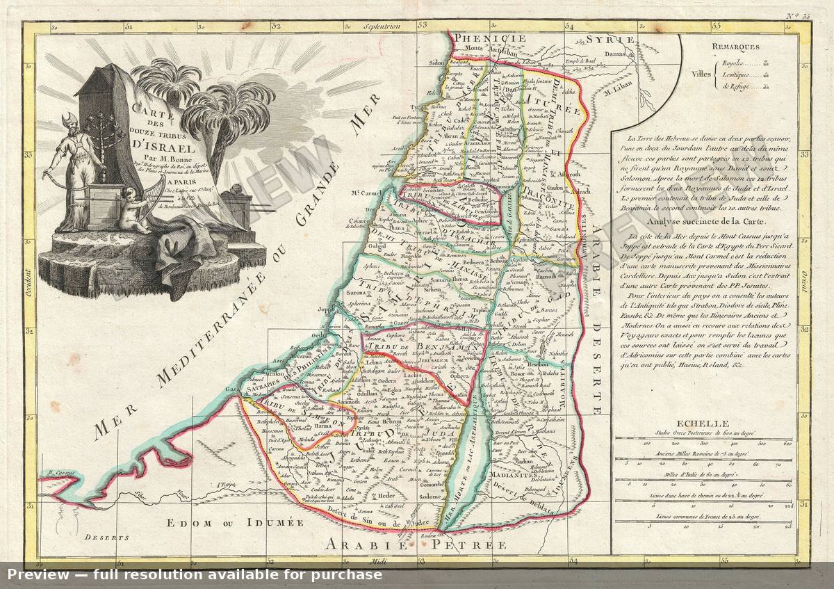 Antique map: Israel 12Tribes, 1783, 1783