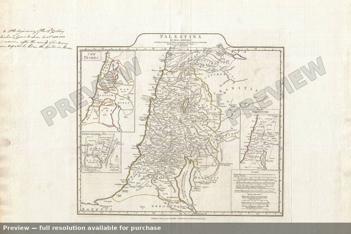 Antique map: Israel Palestine, 1794