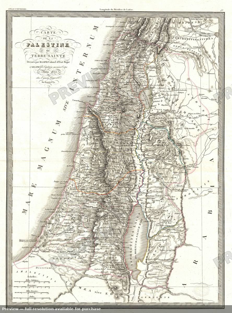 Antique map: Israel Palestine, 1829