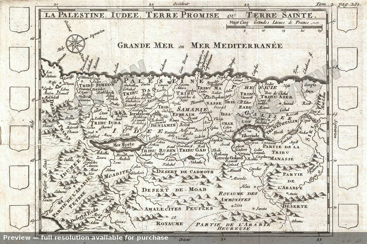 Antique map: Israel Palestine, 1700