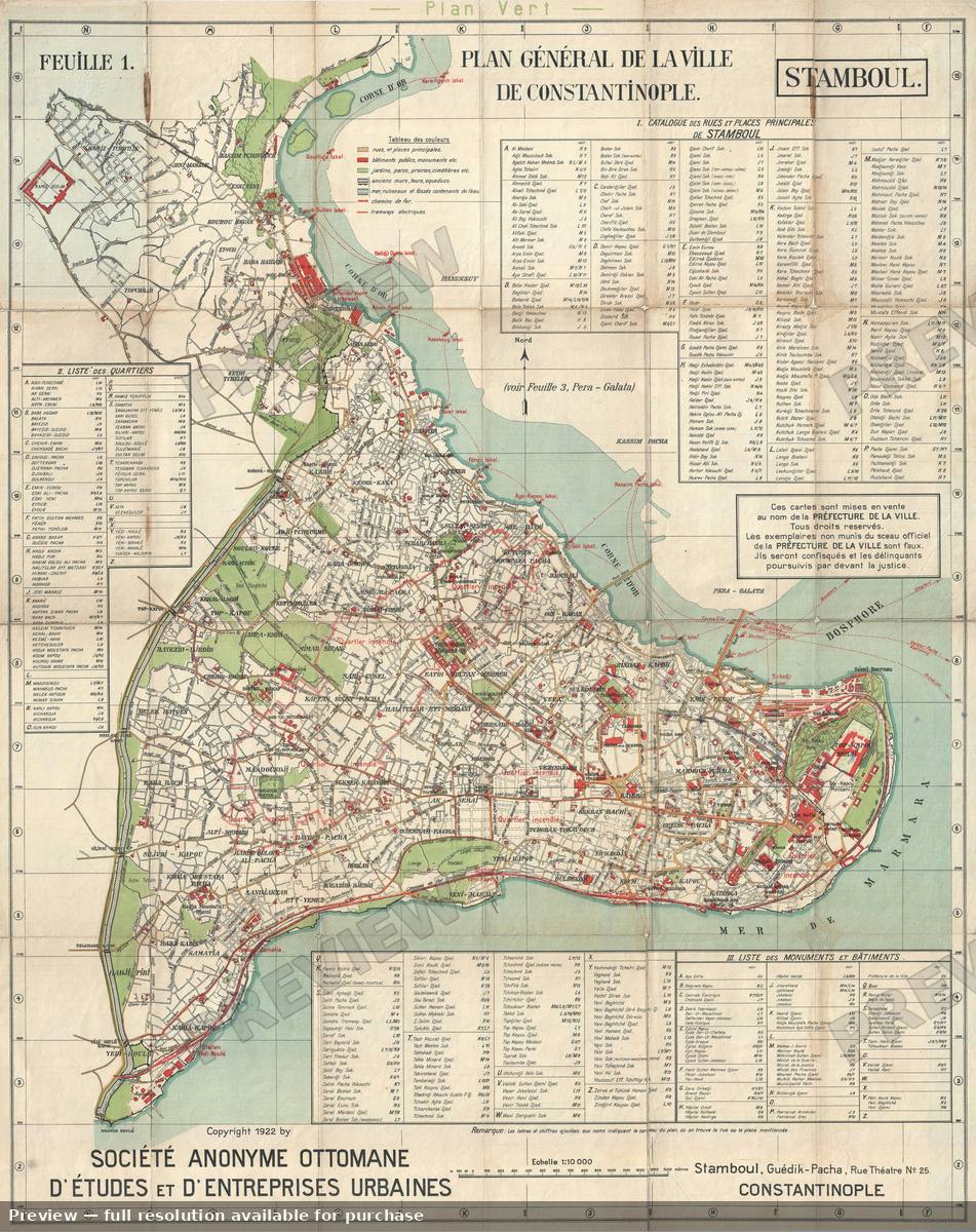 Antique map: Istanbul, 1922, 1922