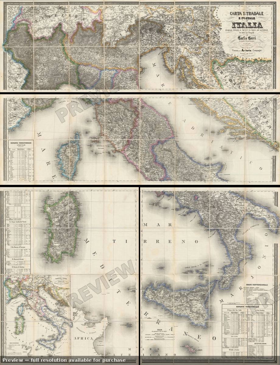 Antique map: Italia, 1859