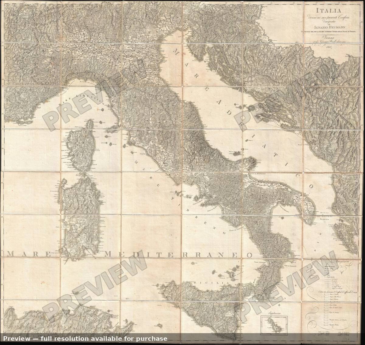 Antique map: Italia, 1815