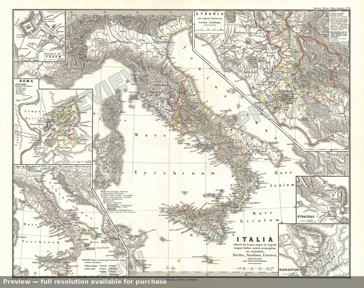 Antique map: Italia, 1865