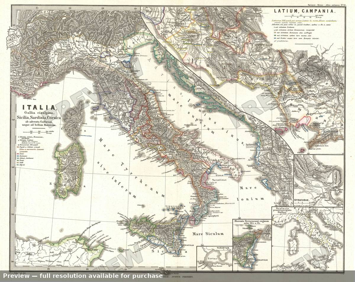 Antique map: Italia Gallia Cisalpina, 1865, 1865
