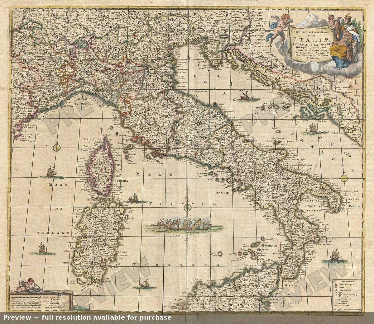 Antique map: Italiae, 1721