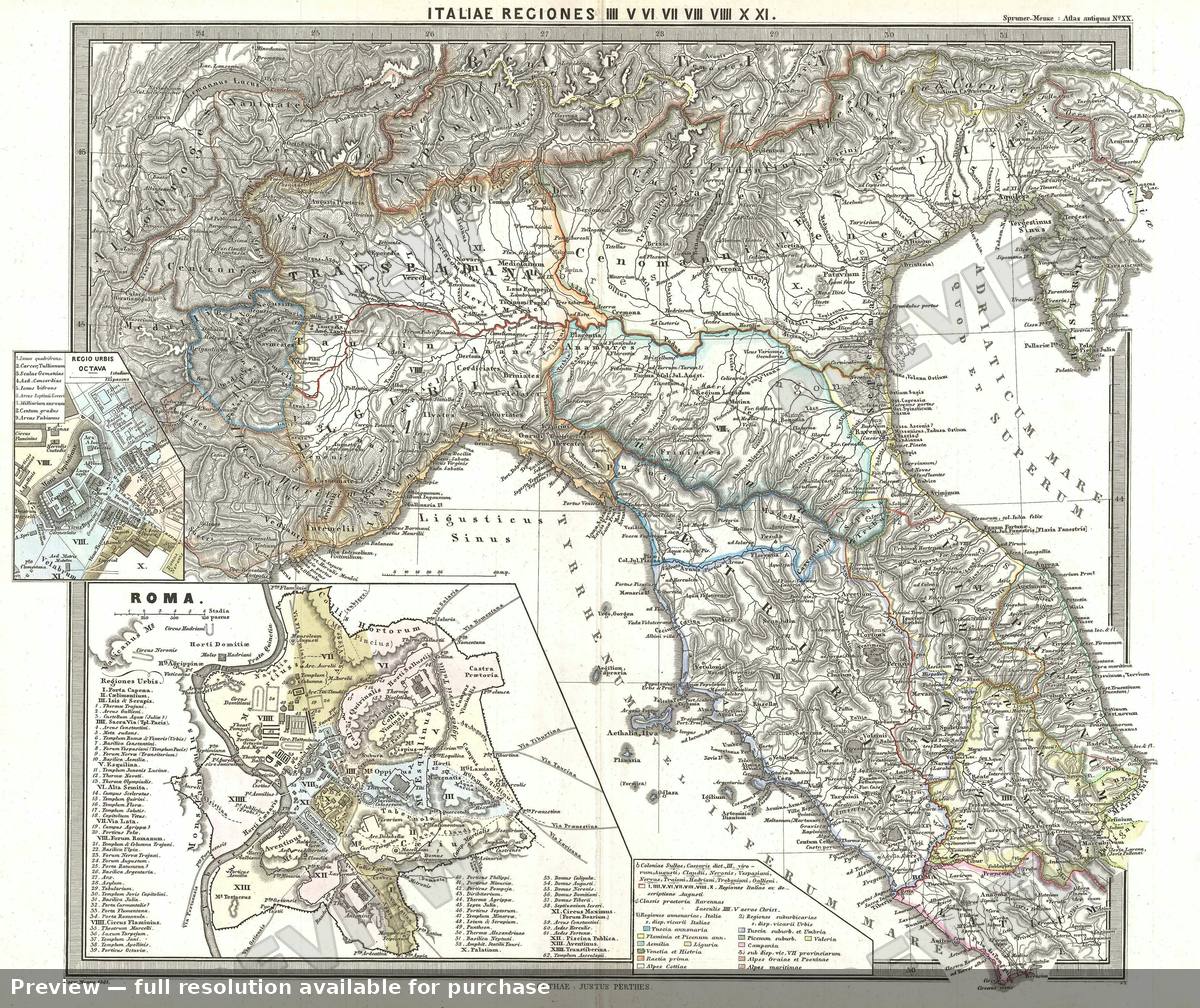 Antique map: Italiae IIII, 1865