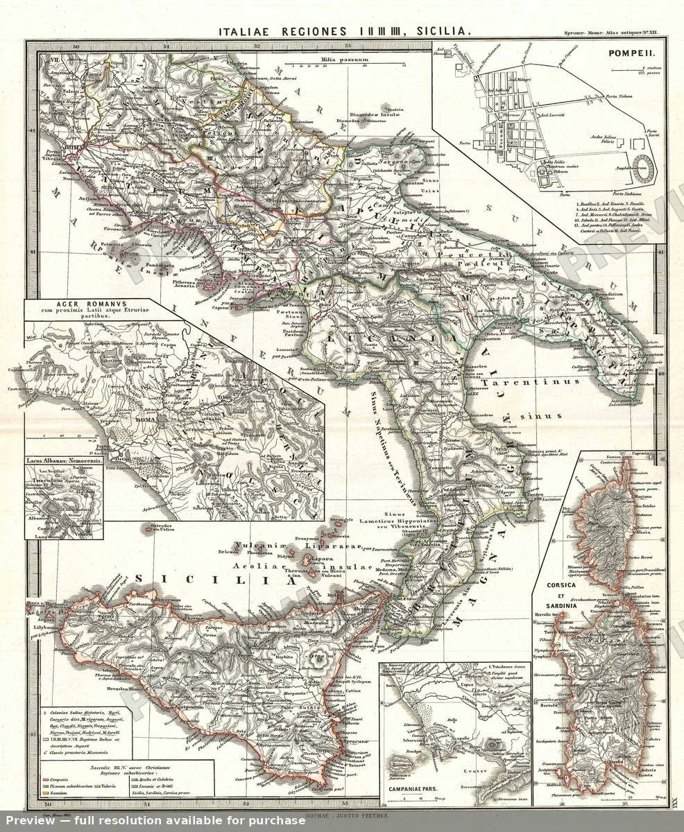 Antique map: Italiae Sicilia, 1865