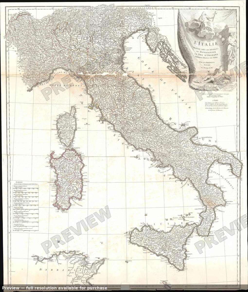 Antique map: Italie, 1743