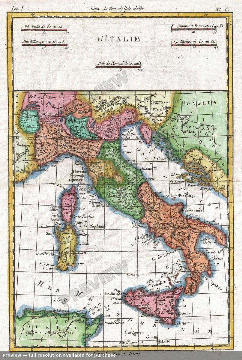 Antique map: Italie, 1780