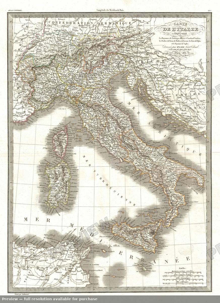 Antique map: Italie, 1829, 1829
