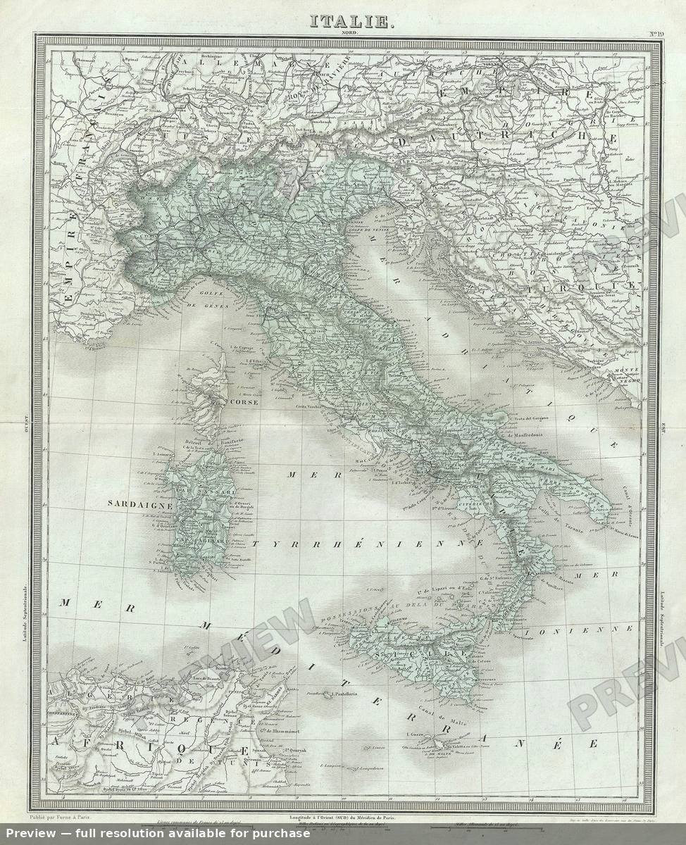 Antique map: Italie, 1874