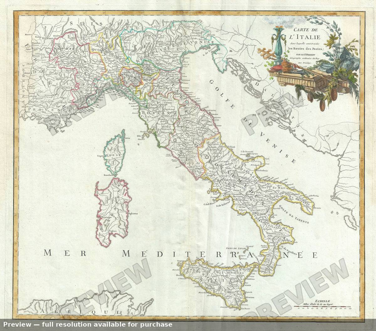 Antique map: Italie, 1757, 1757