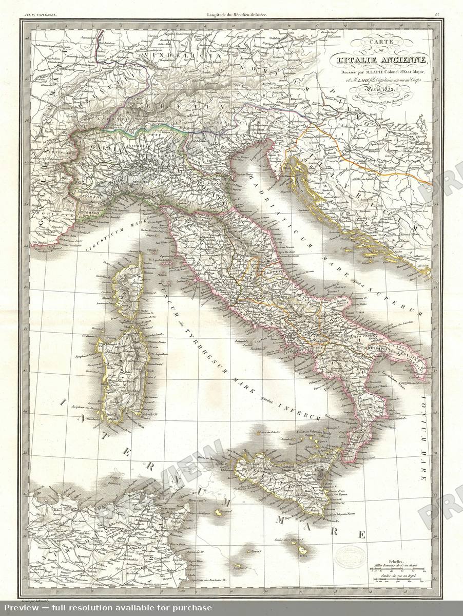 Antique map: Italie Ancienne, 1829, 1829