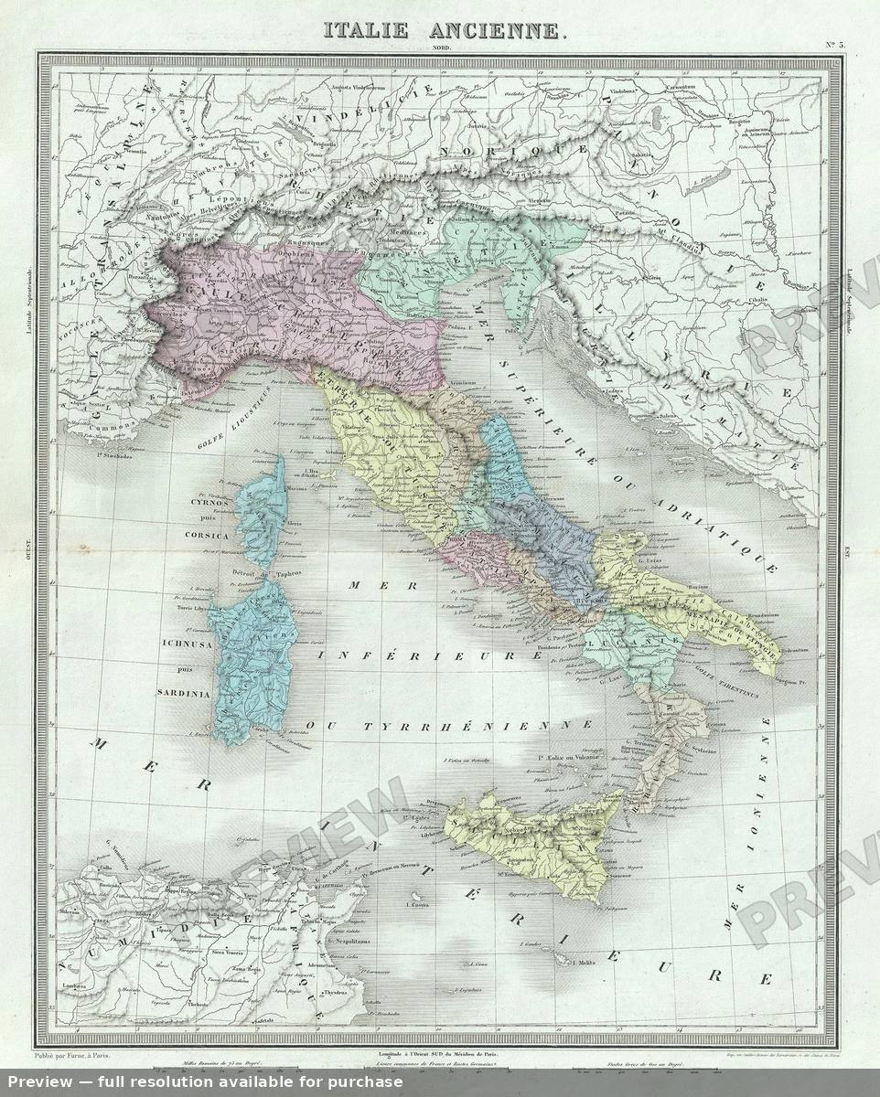 Antique map: Italie Ancienne, 1874