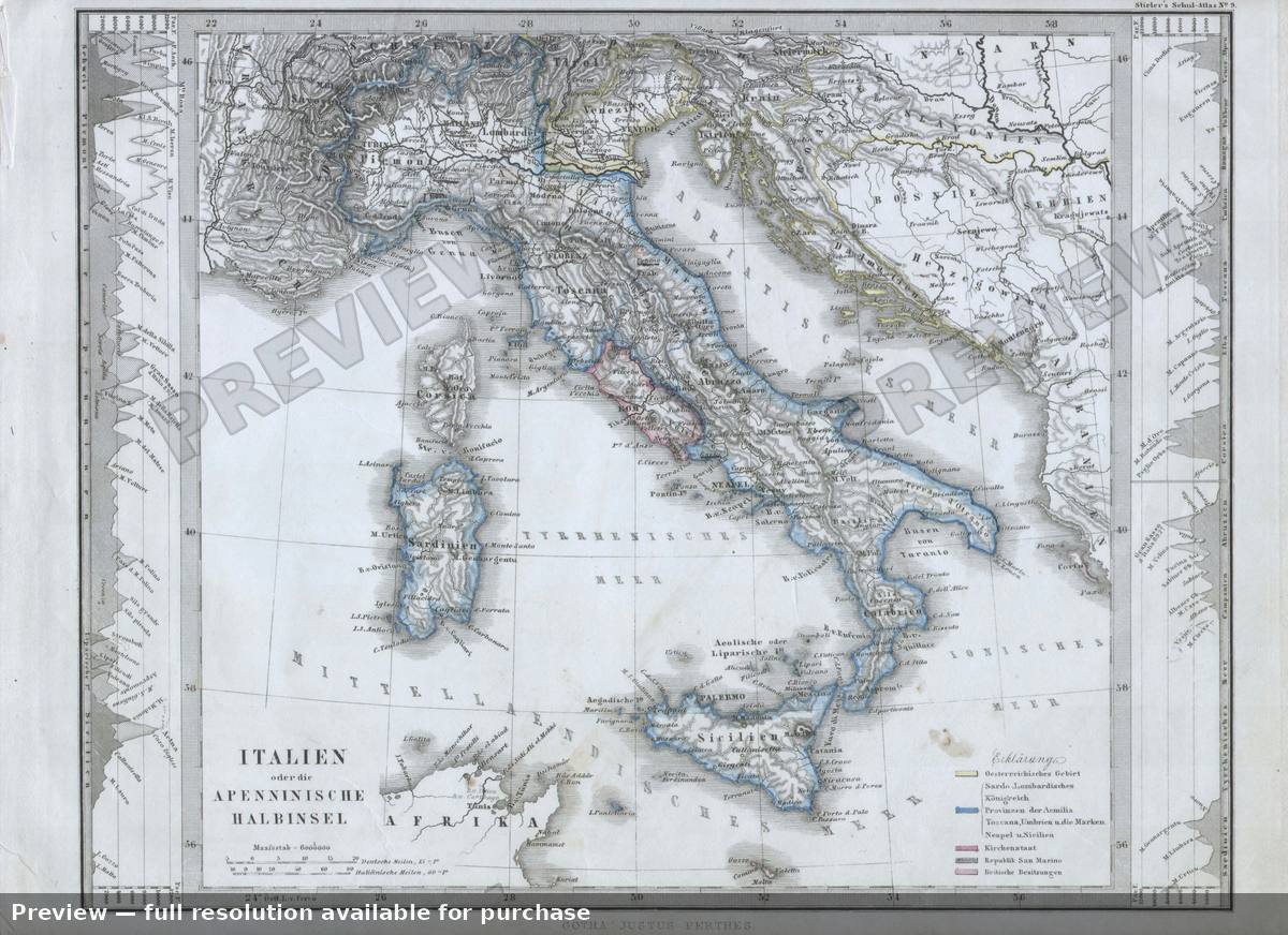 Antique map: Italien, 1862, 1862