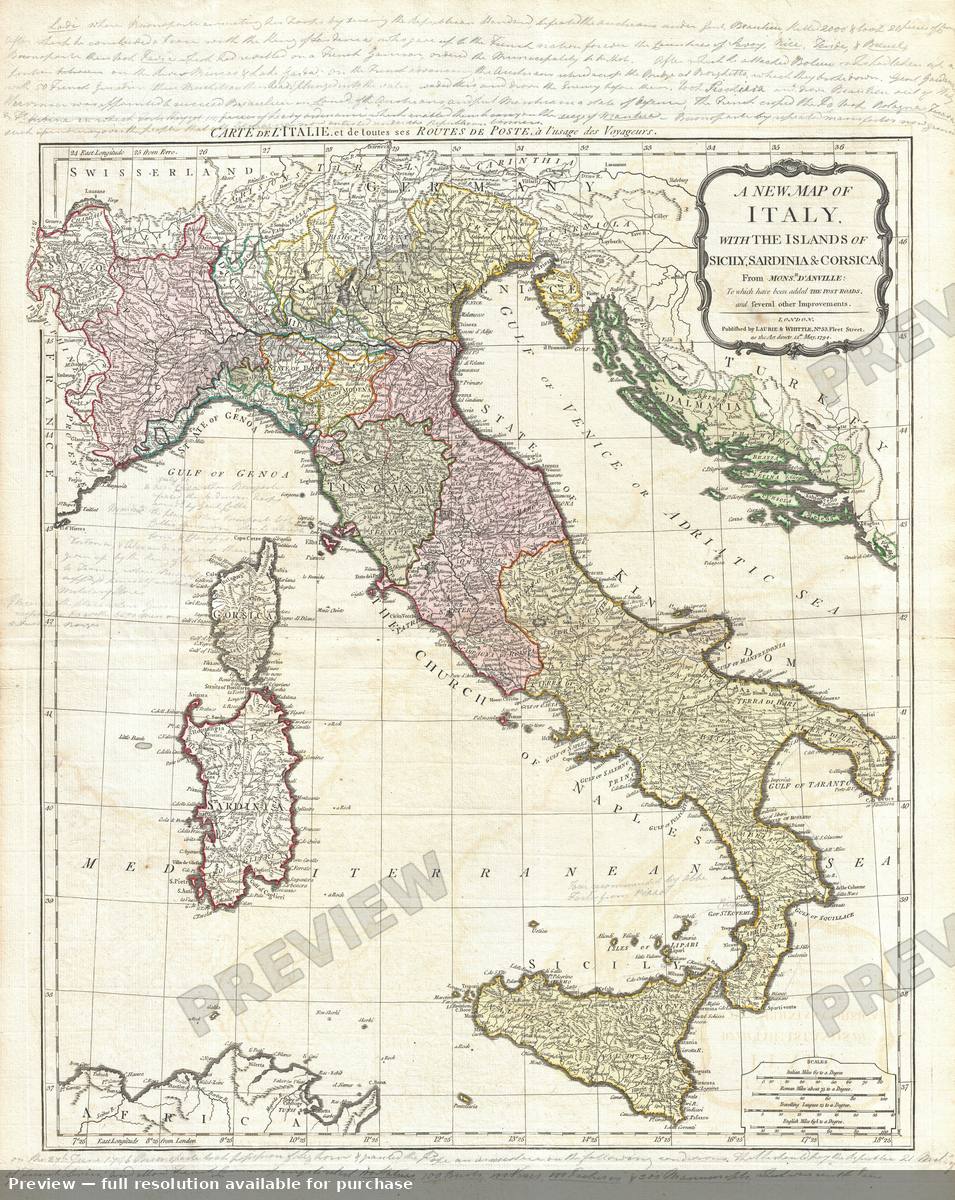 Antique map: Italy, 1794