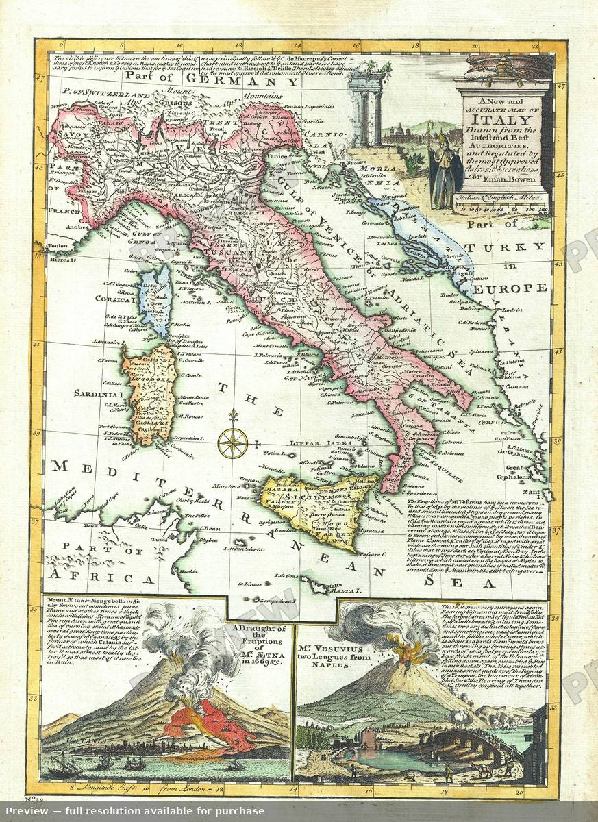 Antique map: Italy, 1747, 1747