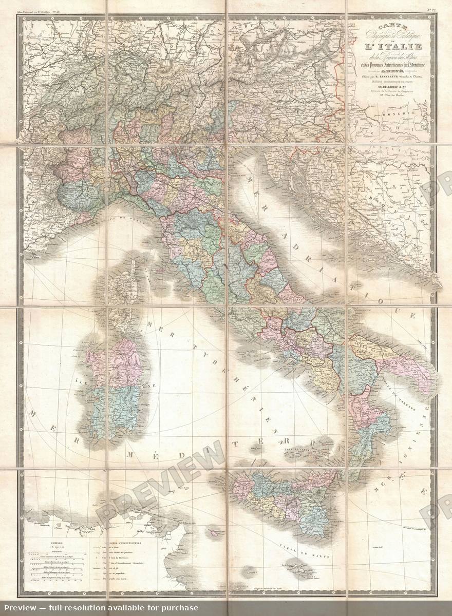 Antique map: Italy, 1870, 1870