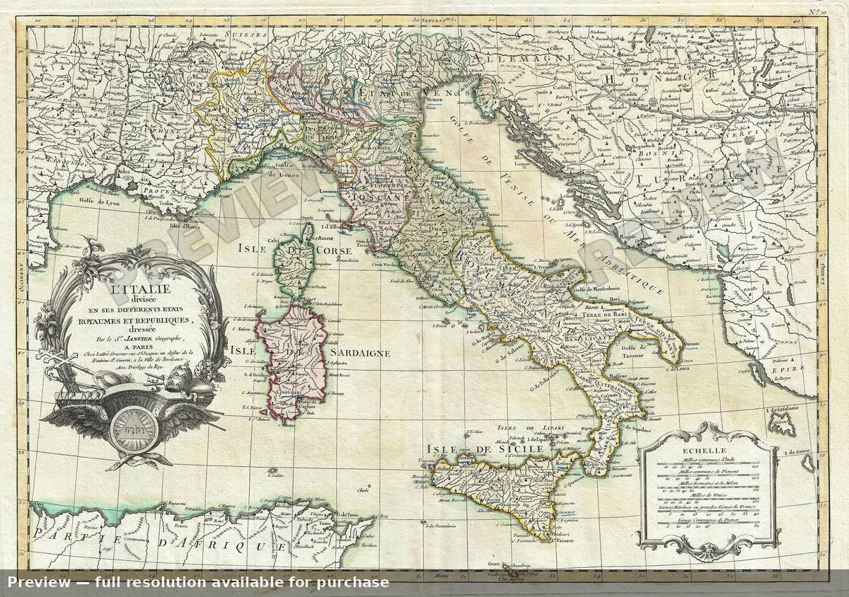 Antique map: Italy, 1762, 1762
