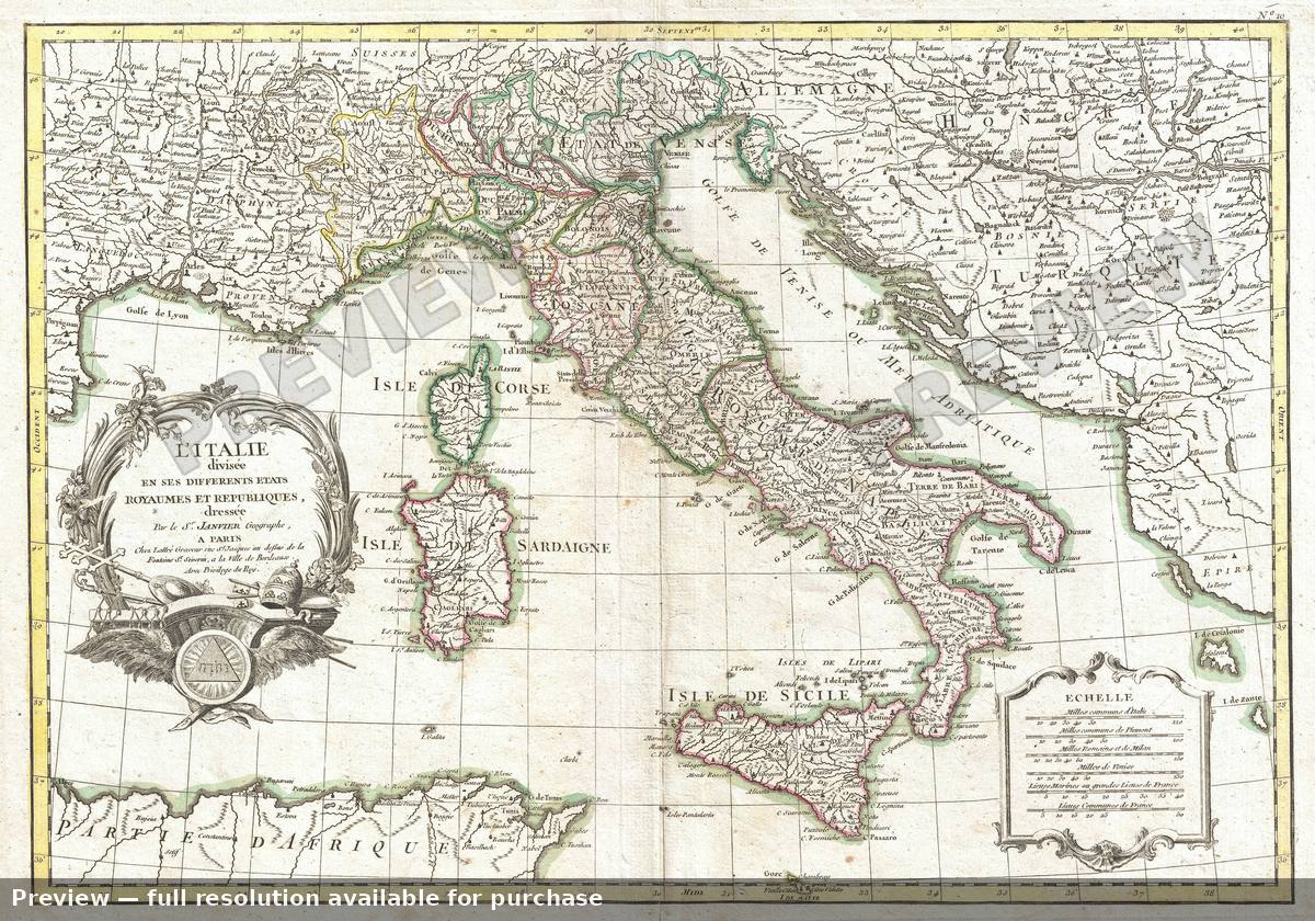 Antique map: Italy, 1770, 1770