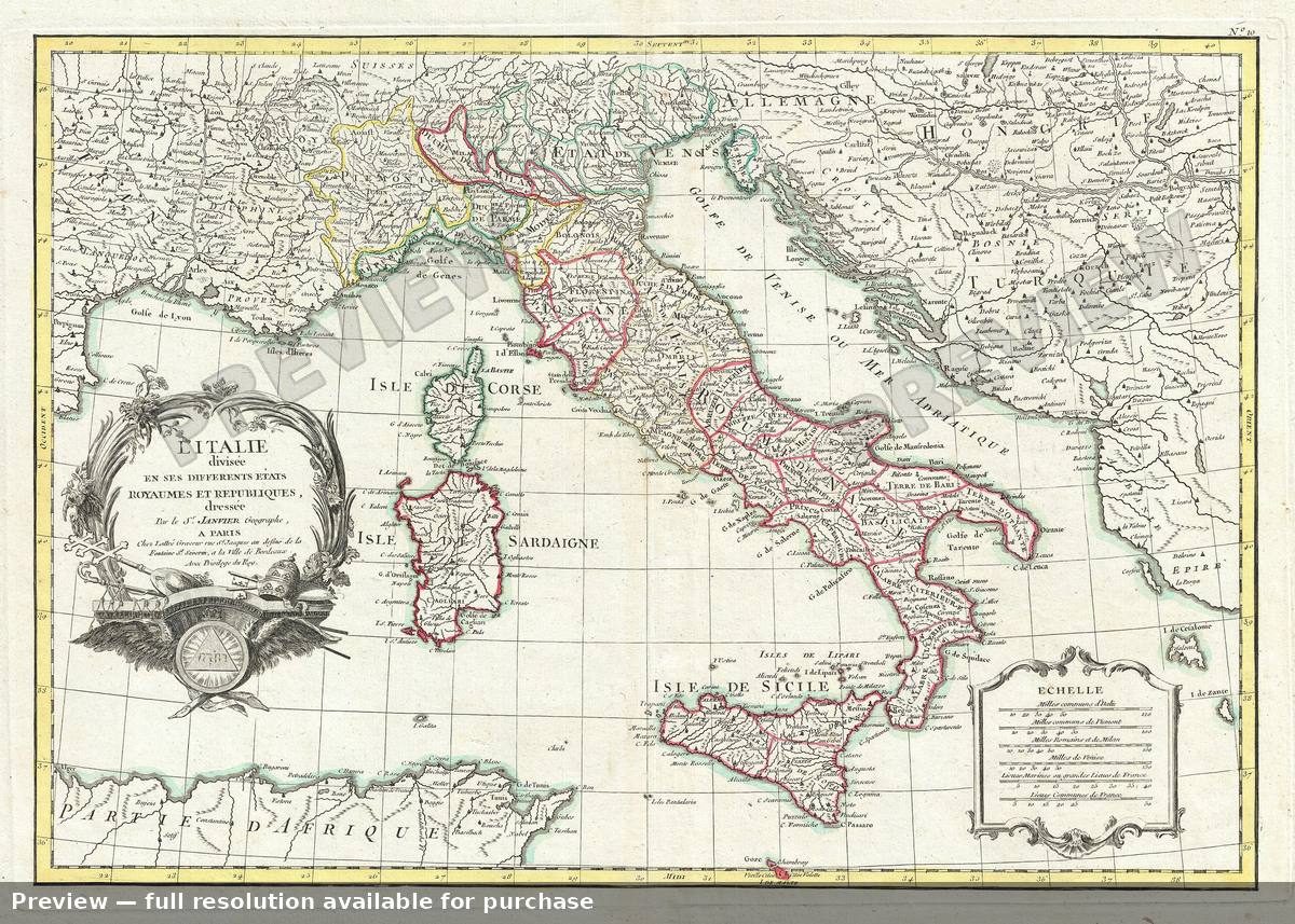Antique map: Italy, 1783, 1783