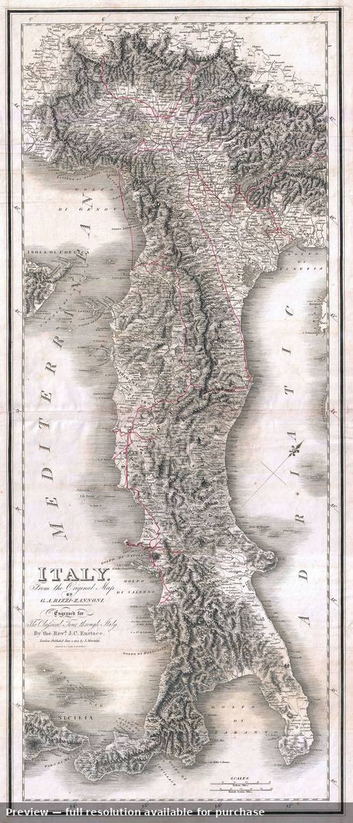 Antique map: Italy, 1814, 1814