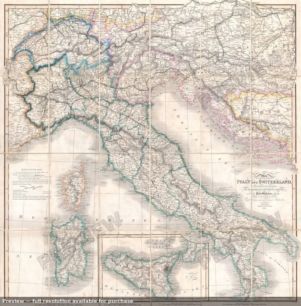 Antique map: Italy, 1859